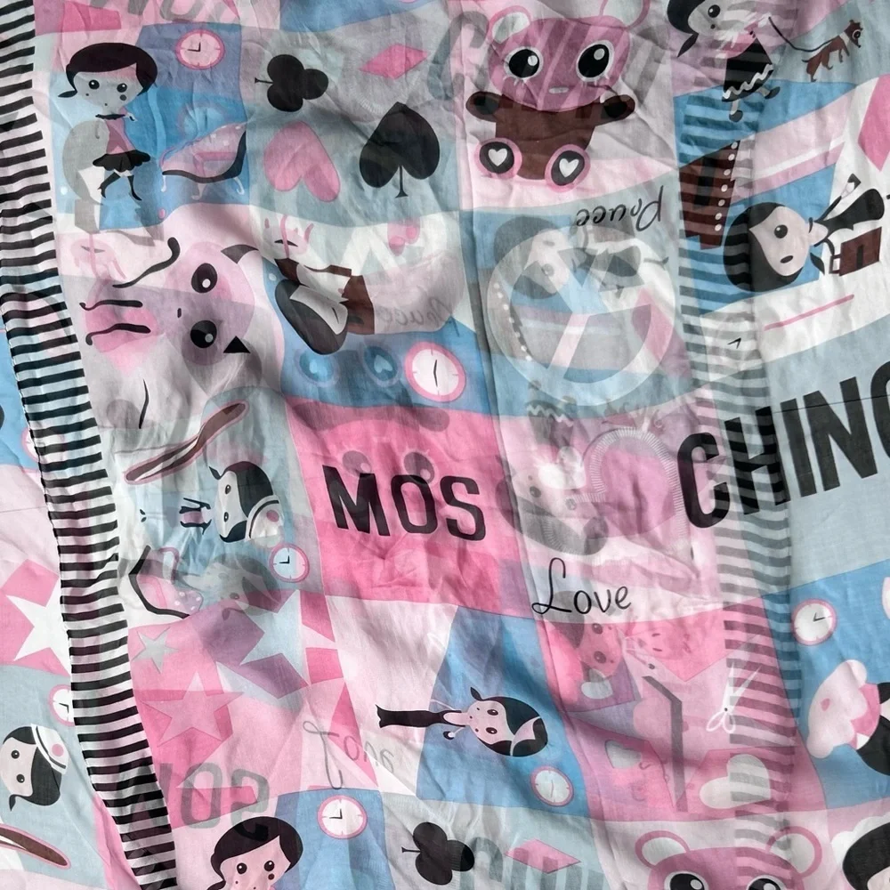 Moschino scarf wrap long rectangle Women's Pink Graphic Printed doll toy print